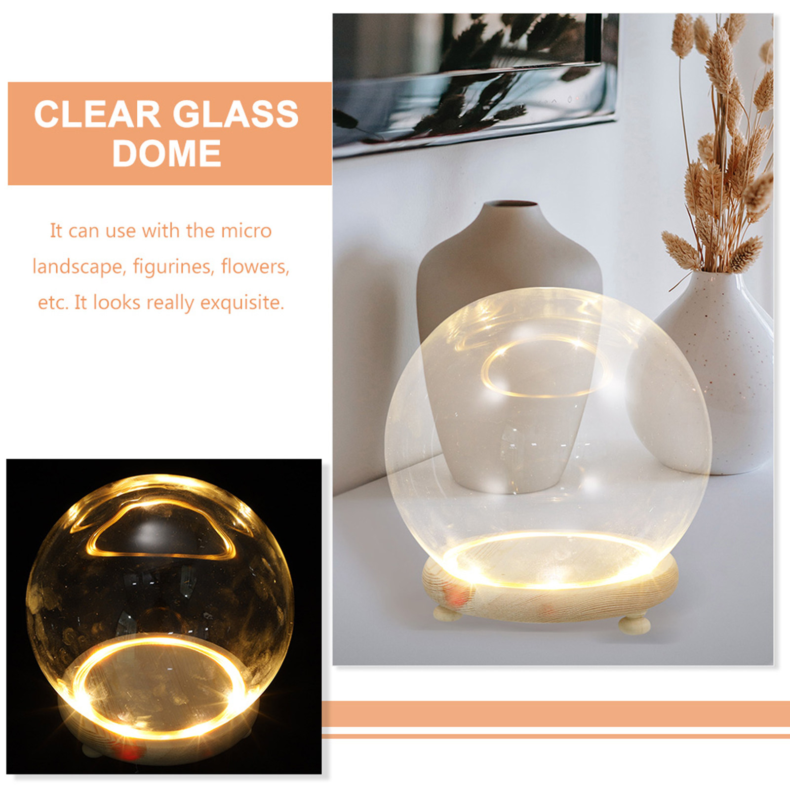 Cúpula de vidro com base de ma - Plastic Dome Clear avaliação e preço